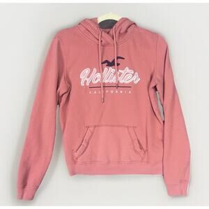 Hollister California Hoodie Pullover Womens Sz M Coral Seagull Logo Applique Y2K